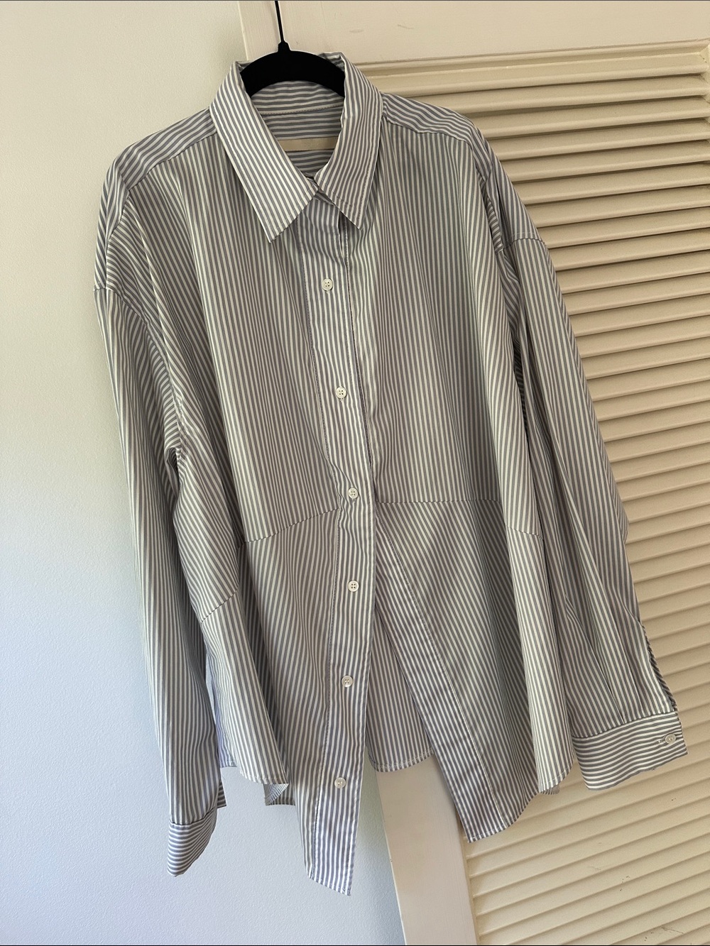 The Frankie Shop Striped Blue & White Button Down Shirt
